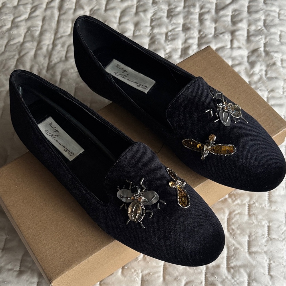 Vintage Havana Black Velvet Flats - NWOT